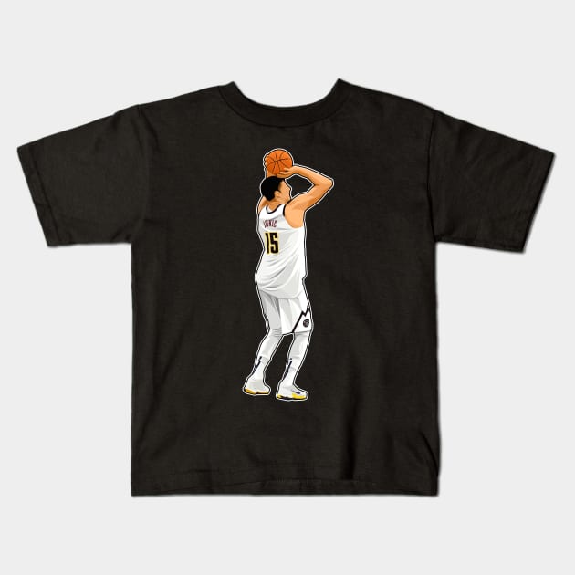 Nikola Jokic #15 Shoots The Ball Kids T-Shirt by RunAndGow